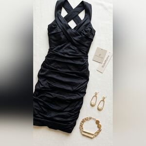 Womens size 16 Black Ruched off shoulder Sheath dressPlus Size